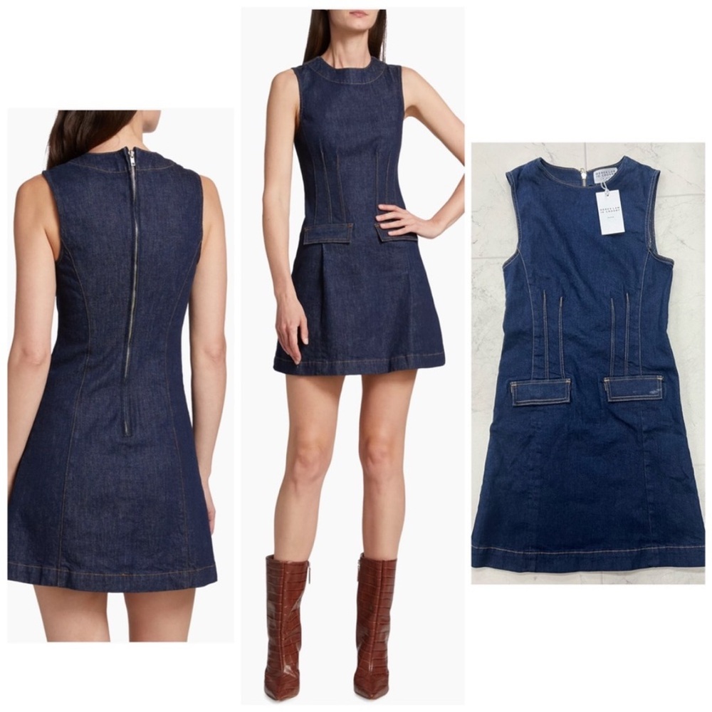 NWT Derek Lam 1O Crosby Devan Mini Denim Shift Dress w/stretch MSRP$395 Size: 00